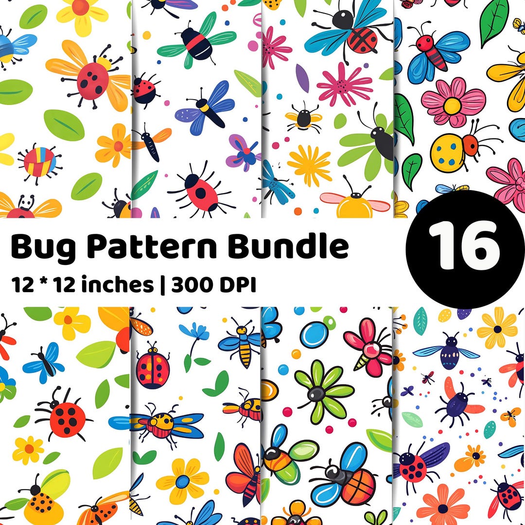 Insect Digital Paper Bundle | Bug Pattern Pack | Butterfly Bee Ladybug ...