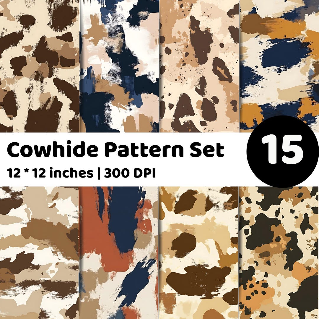 Cowhide Pattern Bundle | Western Animal Print Digital Paper | Rustic ...