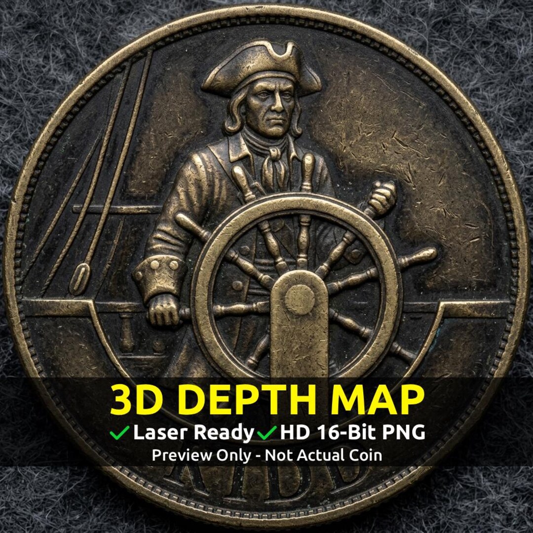 Challenge Coin 3D Depth Map, CNC PNG File, Fiber Laser, Lightburn ...