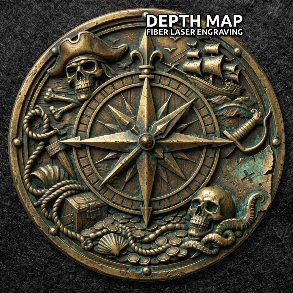 10x Challenge Coin 3D Depth Map, CNC PNG File, Fiber Laser, Lightburn ...