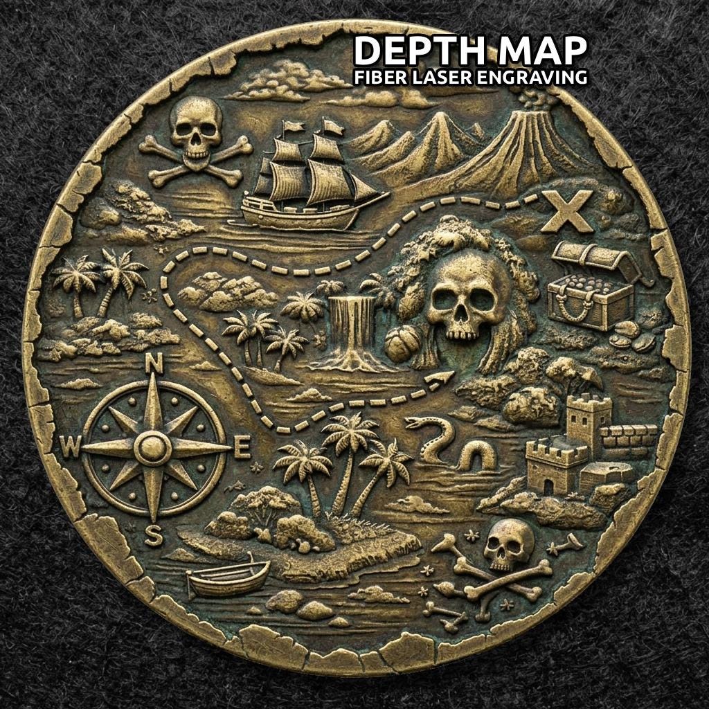10x Challenge Coin 3D Depth Map, CNC PNG File, Fiber Laser, Lightburn ...