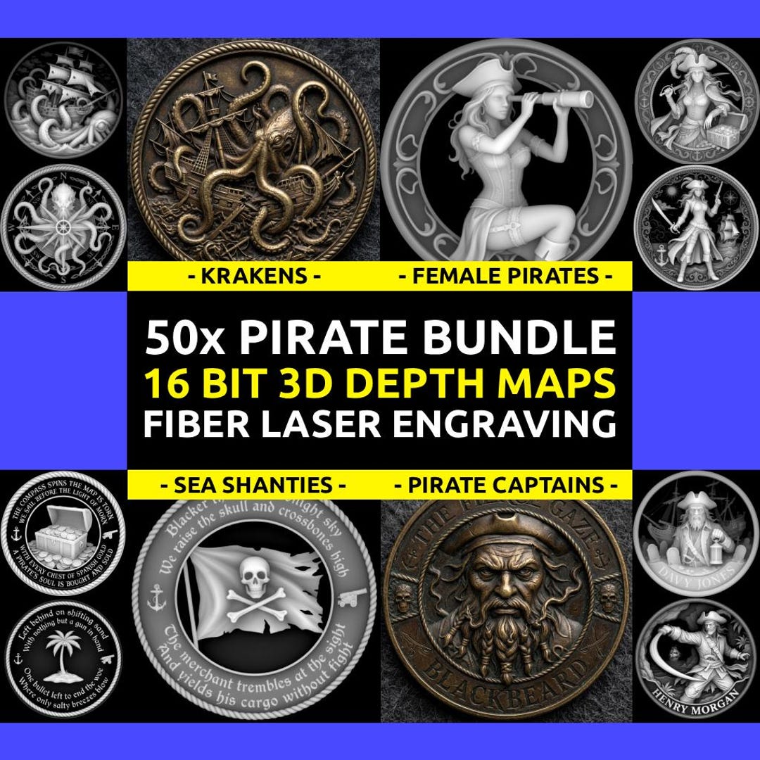 50x Challenge Coin 3D Depth Map, CNC PNG File, Fiber Laser, Lightburn ...