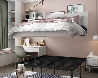 Queen Size, Heavy Duty, Black Metal Bed Frame, Platform