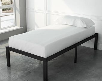 Twin Size, Heavy Duty, Black Metal Bed Frame, Platform,