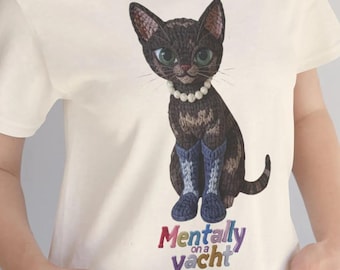 Crochet Black Cat Summer T-shirt Menttally on ay Yacht