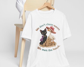 Cat Goose Beach Shirt, Amigurumi Style Cottagecore Summer Top