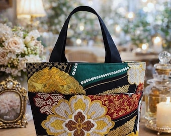 Elegante borsa Obi giapponese in stile kimono / Motivo tradizionale giapponese / Tessuto di seta per kimono / Pezzo unico / Kyoto, Giappone