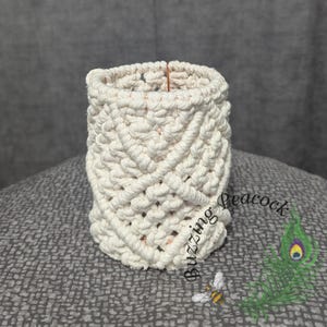 Macramé Pencil Holder | Rose Gold Wire Frame Desk Organizer