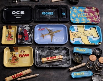 Bandejas para liar auténticas marcas: RAW, OCB, Cookies, Rizla Designs
