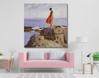 Impresión artística de Laura Knight: "LA PISCINA OSCURA" Lienzo decorativo para pared