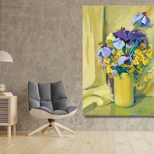 Jane Peterson Floral Still Life: Irises, Daisies, Aster Canvas Art
