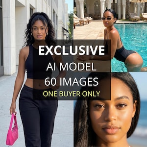 May include: A composite image featuring three different photos of a woman. The main image shows a woman in black athletic wear holding a pink purse. The text overlay reads "EXCLUSIVE AI MODEL 60 IMAGES ONE BUYER ONLY."