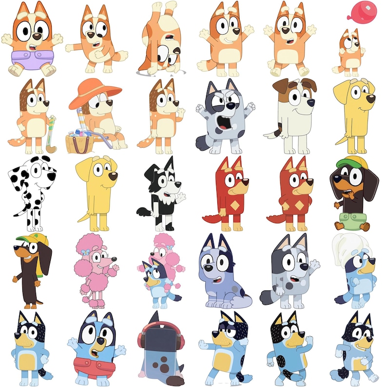 180+ Blue Dog PNG Bundle + BONUS Font,dog Birthday Clipart, Funny Dog ...