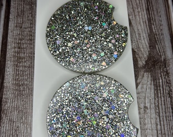 Posavasos de epoxi con purpurina brillante para coche / Accesorios protectores para portavasos