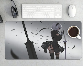NieR Automata 2B Black Dress Gaming Mouse Pad, Extended Desk Mat, Anime Artwork