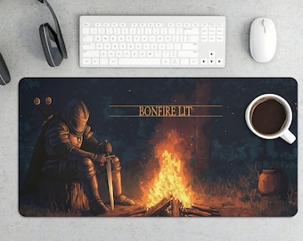 Dark Souls Bonfire Knight Gaming Desk Mat | Dark Fantasy RPG Mousepad