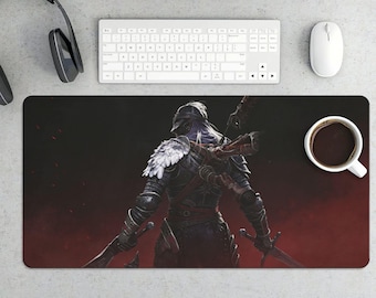 Dark Fantasy Knight Desk Mat, Warrior Armor Gaming Mousepad