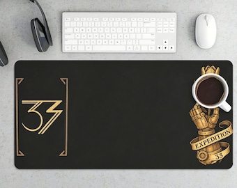 Expedition 33 Desk Mat, Vintage Style Arm and Crown Design