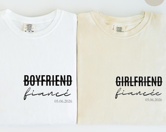 Comfort Colors® Fiancé Fiancée Matching Shirts, Custom Engagement Shirts for Couples, Future Mr and Mrs Outfit, Gift for Engaged Couple