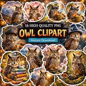 Owl Clipart Bundle, Woodland Fantasy Nature Animals (Instant Download)