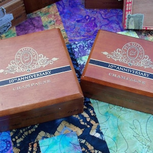Cigar Box 10th Anniversary Champagne Per Domo Wooden Chest Treasures Group Gift Wedding Groomsman Dozens Available by IndustrialPlanet SALE