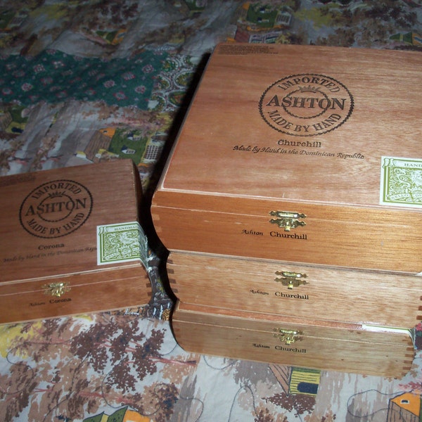 Cigar Box Ashton Wedding Party Groomsman Gift Wooden Chest Upcycled Over Four Dozen In Stock by IndustrialPlanet
