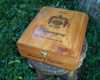 Cigar Box Wooden Chest Treasure Hemingway Two In Stock Wedding Party Groomsman Gifts by IndustrialPlanet