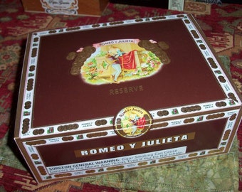 Cigar Box Chocolate Romeo & Juliet Wooden Rich Treasure Chest Decor Reduced Large Quantity Wedding Group by IndustrialPlanet Now in Blue