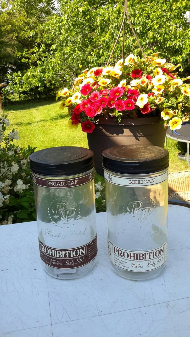 Cigar Jar Prohibition Brand Large Rustic Glass Mason Style Etsy