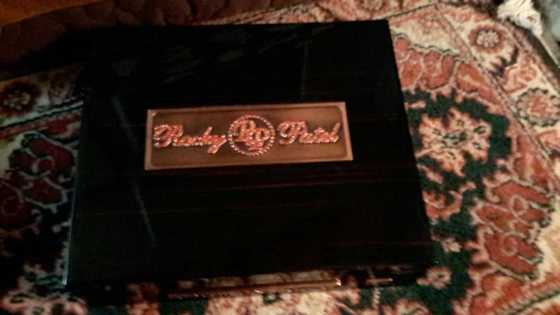 Humidor Chest Vintage Cigar Box Rocky Patel Fifty Numbered Spelled In Ruby Colored Stones Special Edition Rare Find by IndustrialPlanet