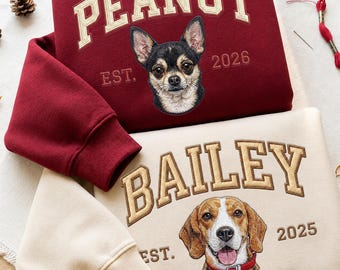 Sudadera bordada con retrato de mascota personalizado Camiseta para mamá de perro Sudadera con capucha para gato Camiseta con cremallera hasta el cuarto para bebé Regalo personalizado para papá de perro Amante de las mascotas