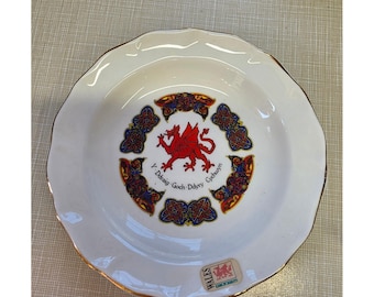 Vintage Wales Red Dragon Y Ddraig Goch Keltische knoop souvenir decoratieve plaat 4"I