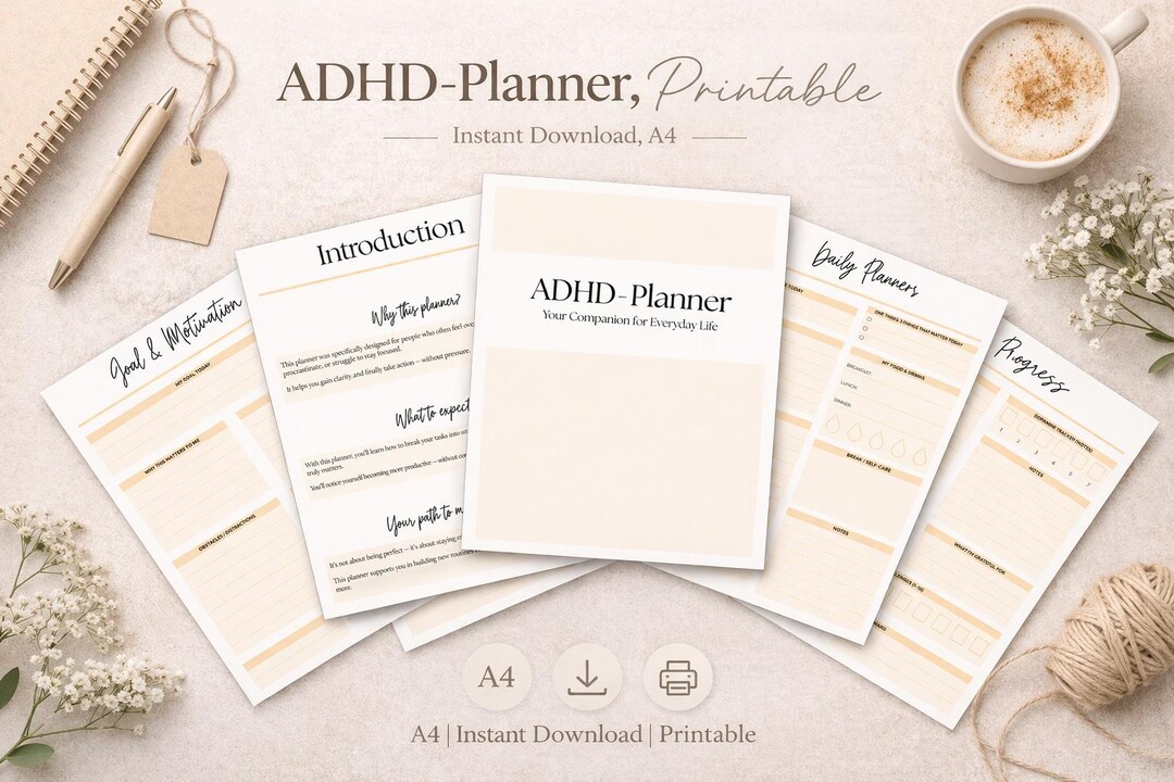 ADHD Planner Printable A4 | Daily Planner for Focus & Productivity ...
