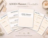 ADHD Planner Printable A4 | Daily Planner for Focus & Productivity | Instant Download | Minimalist Beige Planner | Mental Health Organizer