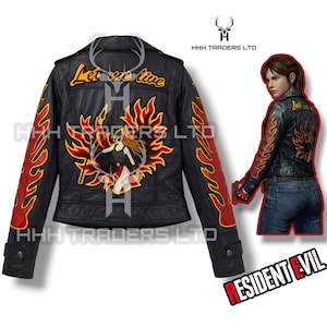 Claire Redfield Jacka – Resident Evil Code Veronica Cosplay Läder Biker Kostym