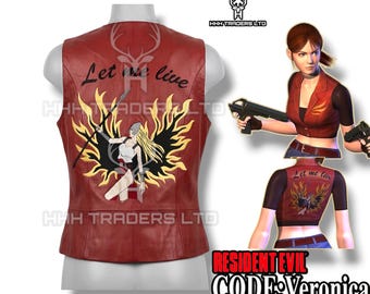 Kamizelka skórzana Claire Redfield – KOD: Kamizelka cosplayowa Veronica, naszywka Walkiria