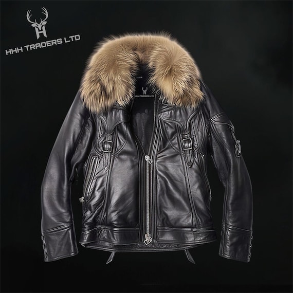ジャケット・アウター 00s archive PHONO by parasitic clothes Japanese Archive Leather Jacket – Faux Fur Collar, V-kei Goth Punk
