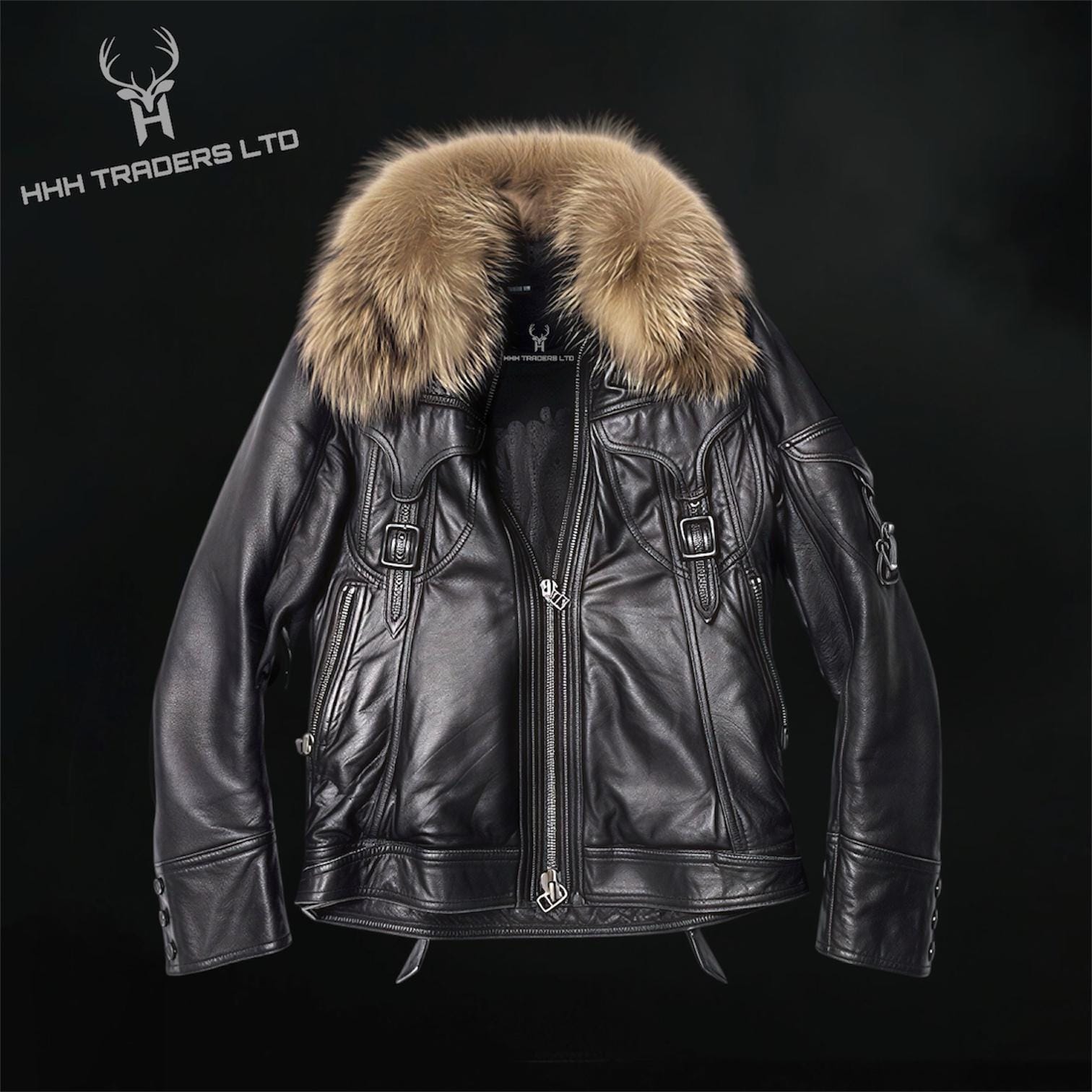 Japanese Archive Leather Jacket – Faux Fur Collar, V-kei Goth Punk