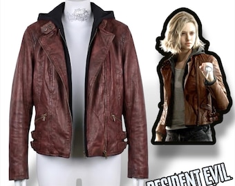 Kurtka skórzana Grace Ashcroft z kapturem z filmu Resident Evil Requiem: Maroon Biker Cosplay