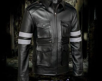 Kurtka Leona S. Kennedy'ego z Resident Evil 6 Cosplay Replica | Czarna skórzana kurtka motocyklowa ze skóry bydlęcej