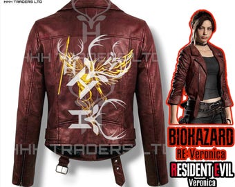 Kurtka Claire Redfield, skórzana kurtka motocyklowa Resident Evil Veronica Remake, damska kurtka motocyklowa Code Veronica Maroon, kostium cosplay Biohazard