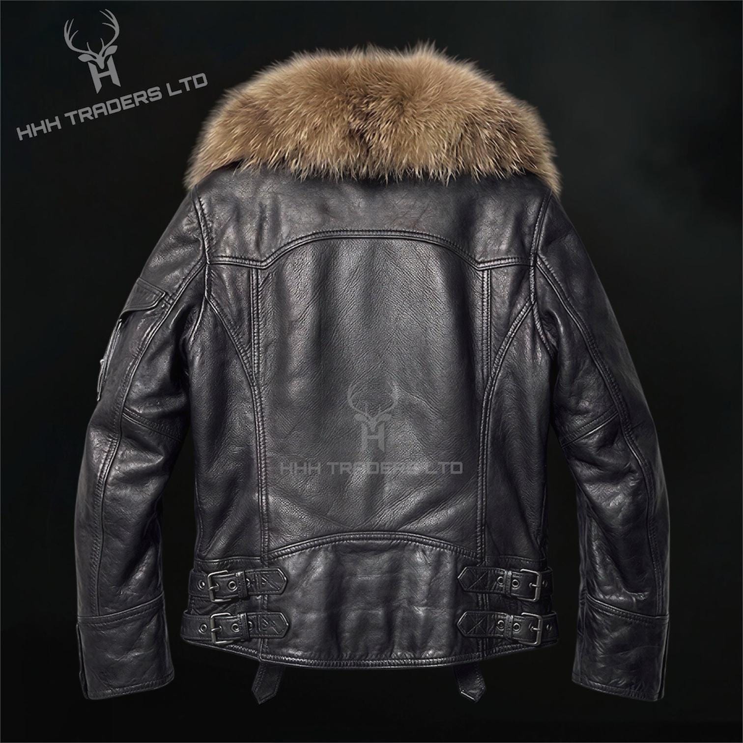 Japanese Archive Leather Jacket – Faux Fur Collar, V-kei Goth Punk