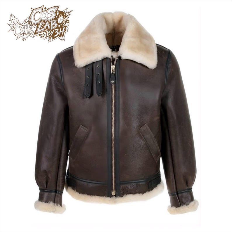 Leon S. Kennedy RE4 Sheepskin Leather Bomber Jacket Cosplay Jacket