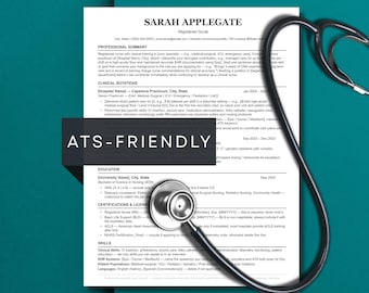 ATS Friendly Nurse Resume Template | Med Surg, Pediatric, L&D, OR RN | Word, Google Docs