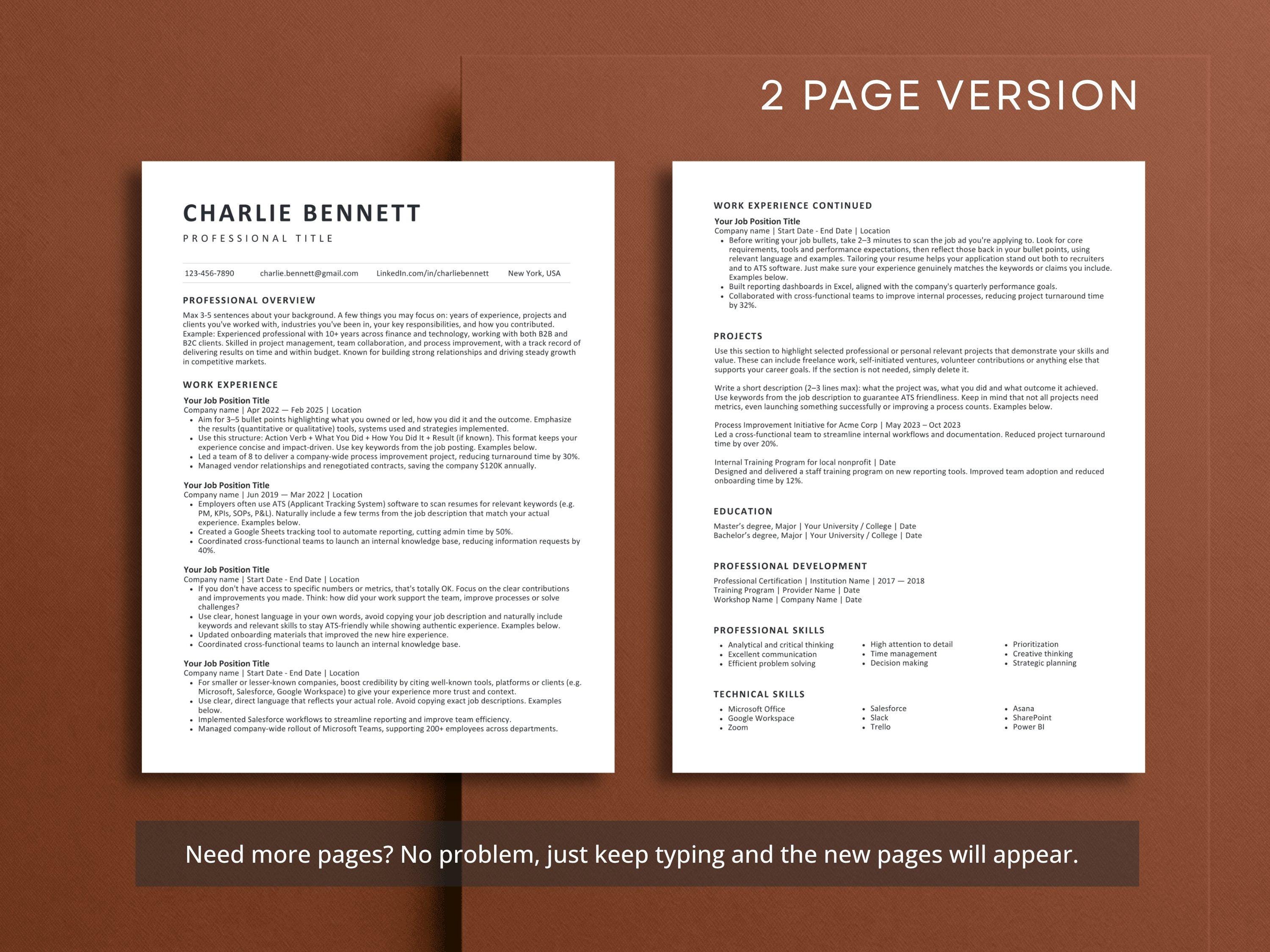 ATS Friendly Executive Resume Template | Google Docs Resume Builder | C ...