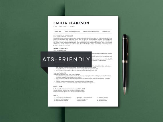 ATS Friendly Resume Template Google Docs | Editable CV Template Word, Canva, Pages