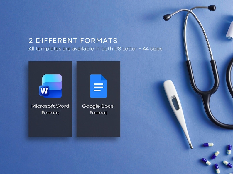 New graduate nurse resume template available in two formats: Microsoft Word and Google Docs, both in US Letter and A4 sizes. Instantly editable RN resume files compatible with Mac and PC for new and experienced nursing graduates.