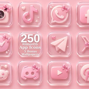 Ribbon Glass, iPhone Home Screen Theme, 250 iOS & Android  Icons (Digital Download)