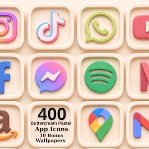 Pastellfärgade iPhone-appikoner: 400 smörkrämsfärgade 3D-ikoner och 10 bakgrundsbilder