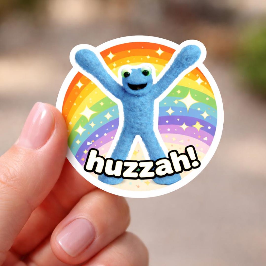 Huzzah Hen Vinyl Sticker | Cute Rainbow Celebration Sticker | Happy ...